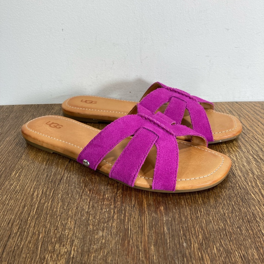 Ugg Teague Flat Suede Sandal Women’s Various Sizes Dragon Fruit (Fuchsia) NWOT